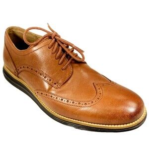 Cole Haan Grand OS Wingtip Shoes Brown Leather Oxford 26472 Mens 12 Casual Dress